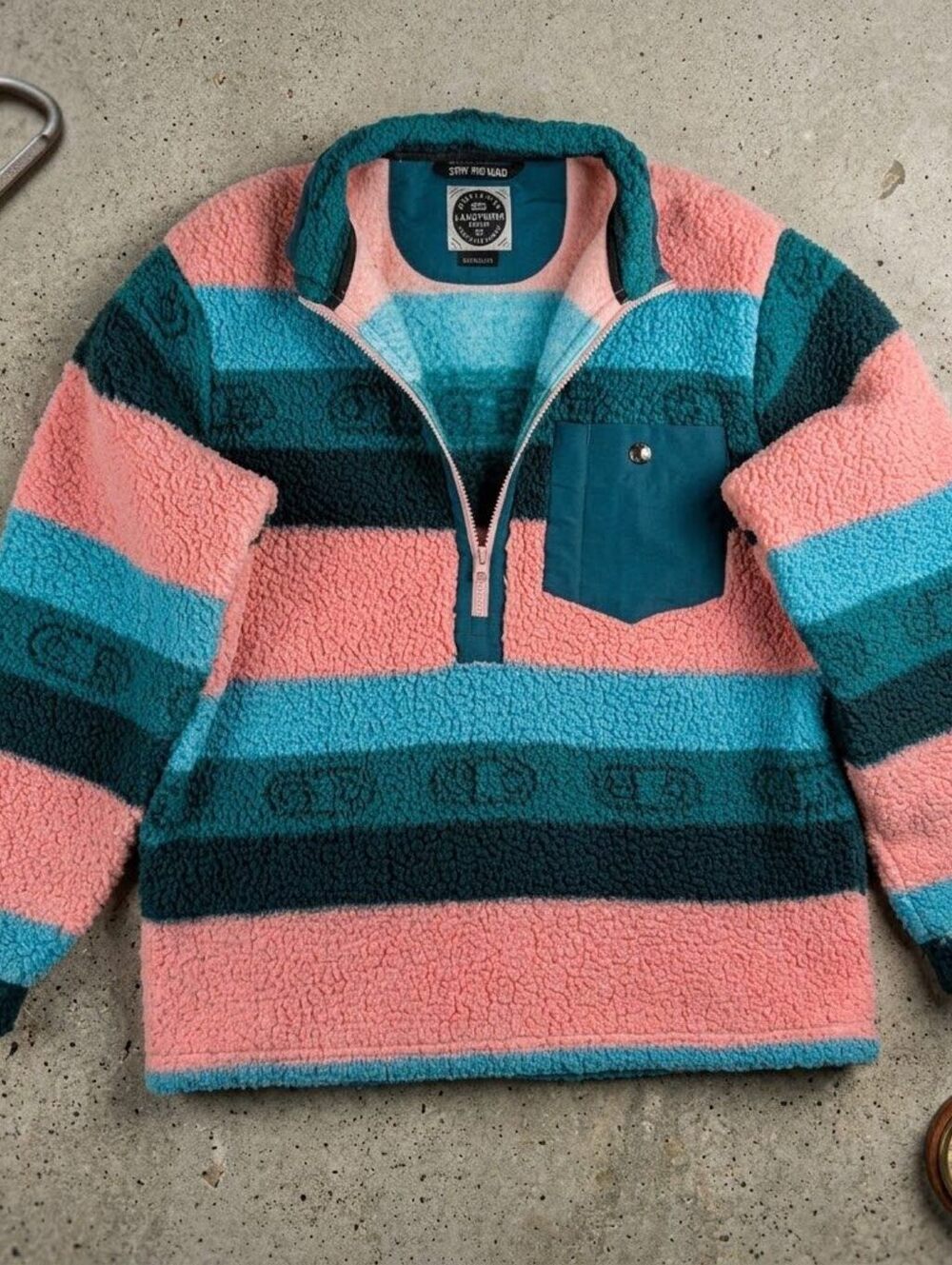 Airblaster Landform Sherpa Fleece Pullover M Aztec Skicore Dopamine Gorpcore